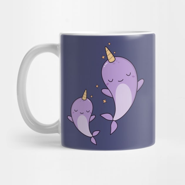 Cute Kawaii Narwhals Swimming by happinessinatee